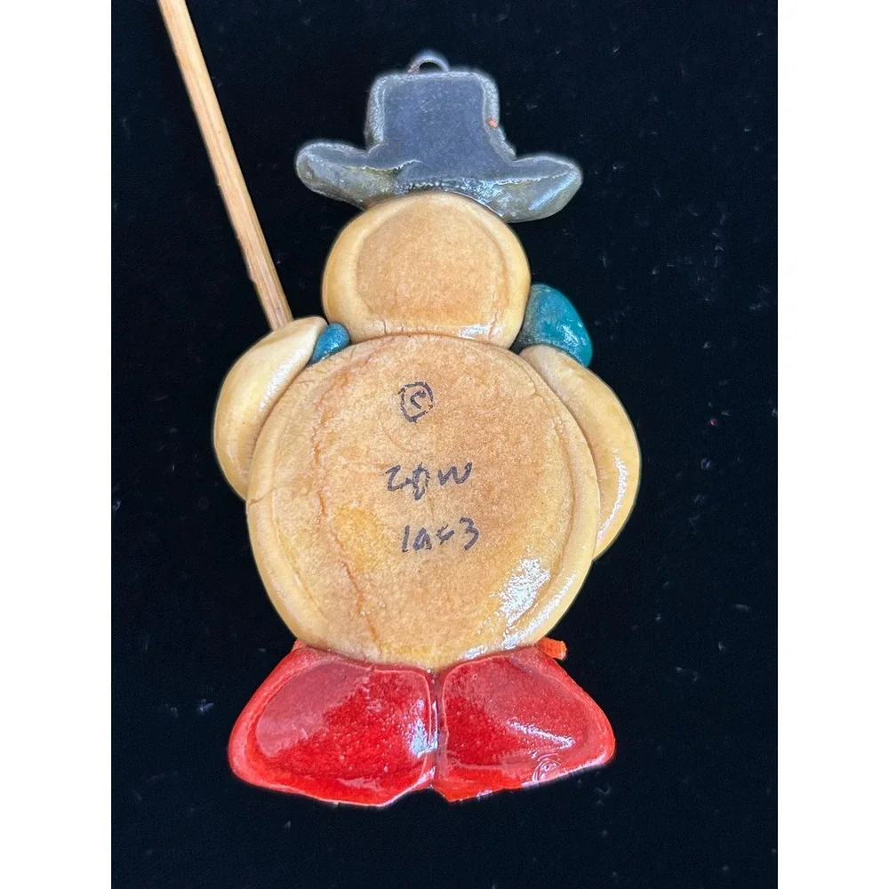 Lot 3 Vintage Christmas Dough/Clay‎ Ornaments Gingerbread Man, Snow Man
